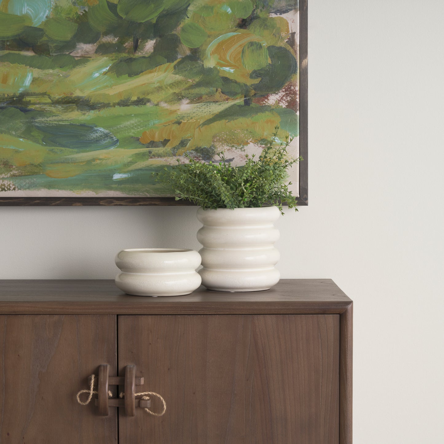 Twyla Tall Cream Glazed Ring Pot