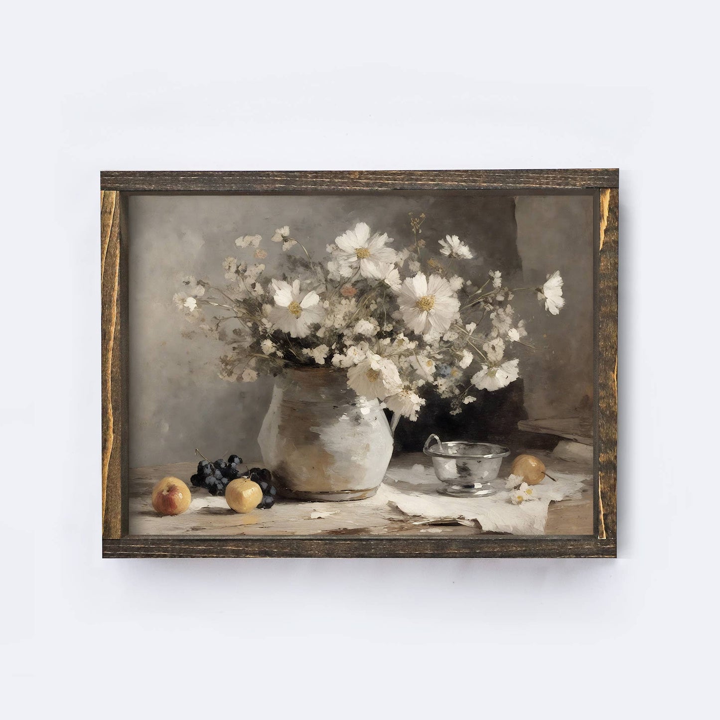 Vintage Flower Fruit Still Life Print Framed Wall Art A239