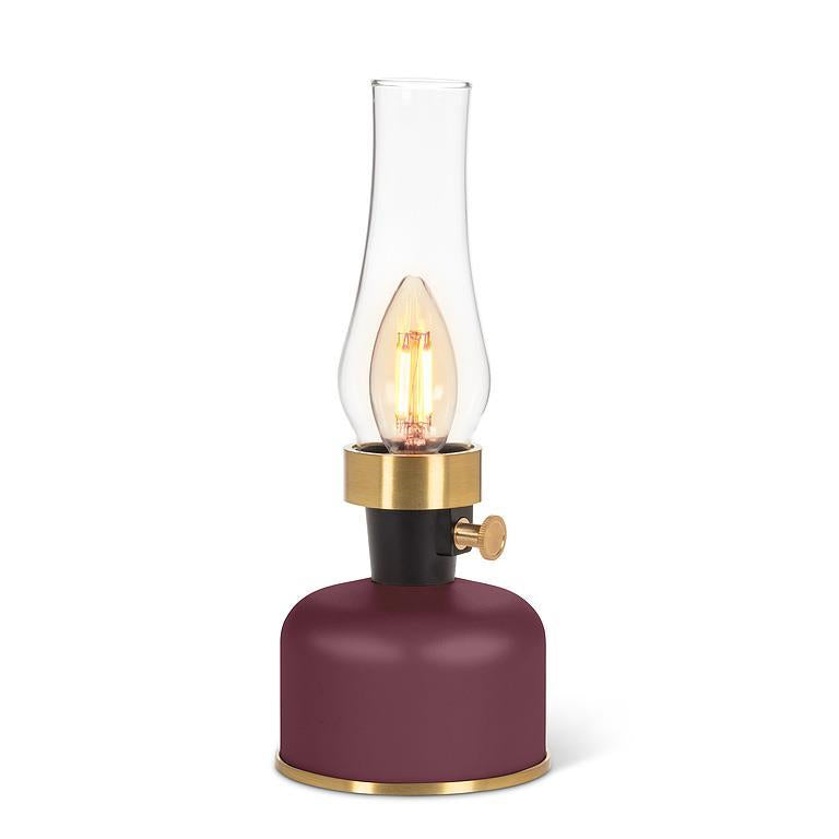 Lantern LED Lamp w/Chimney-Burguny-10.5"H