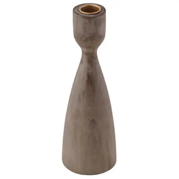 Wood Turned Candle Holders | Grey | 2 Sizes