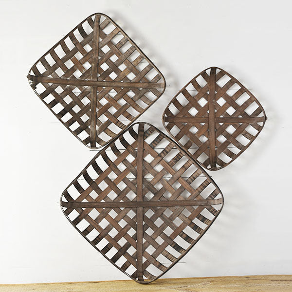 S/3 WOOD WEAVE WALL ART