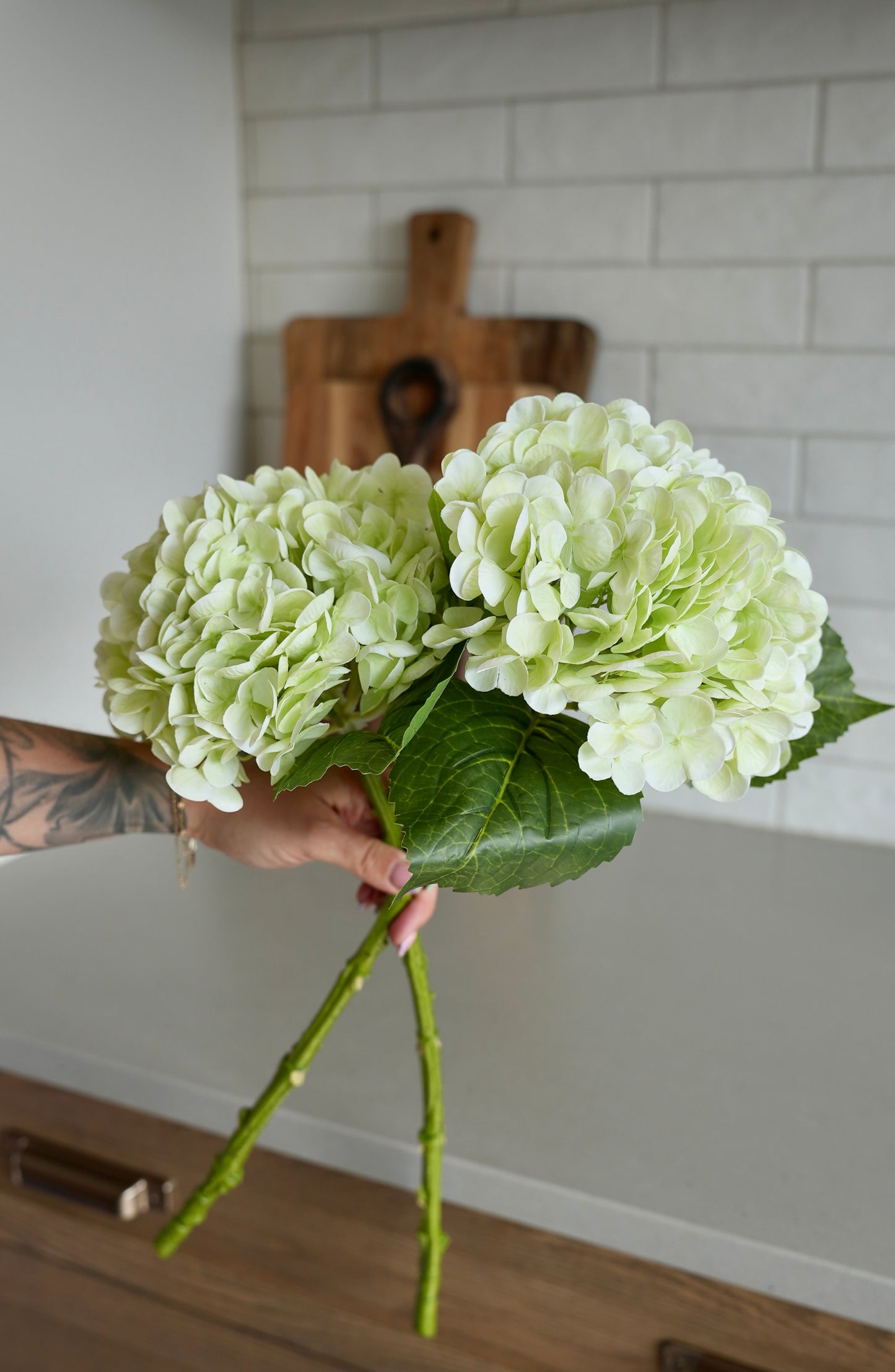 Faux Garden Hydrangea White/Green