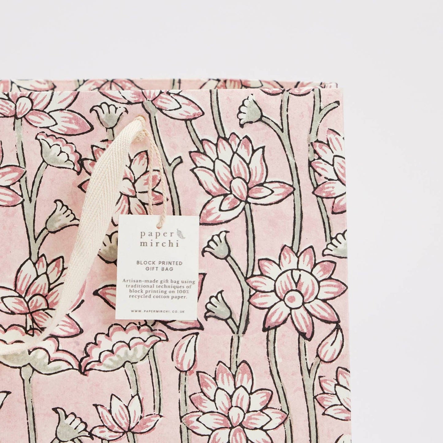 Block Printed Gift Bags (Large) - Pink Earth - Magnolia Lane co. Home + Garden + Gift