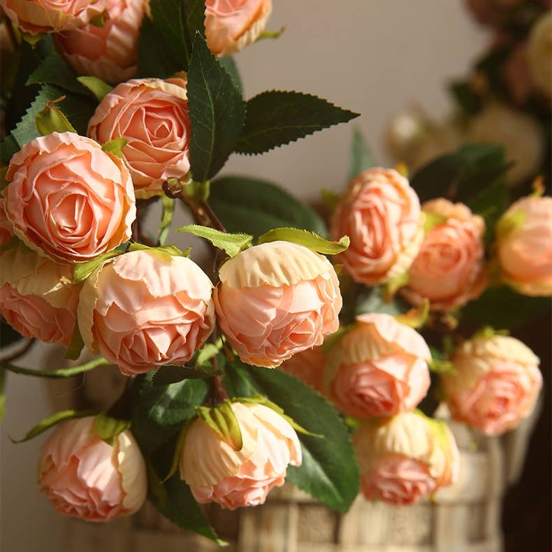 19.6" Artificial faux rose flower;7 heads small rose