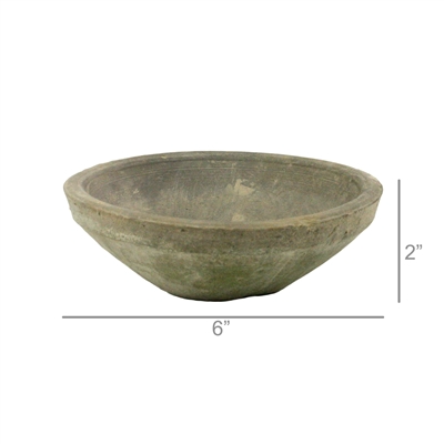 Rustic Terra Cotta Bowl | Moss Grey