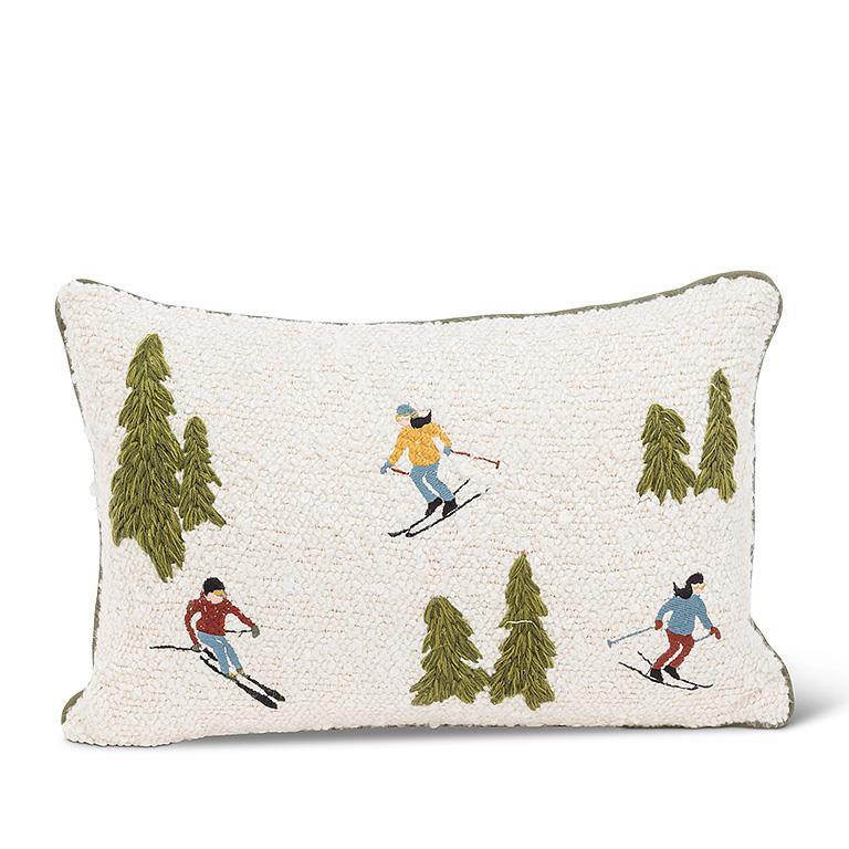 Rect Ski Scene Boucle Pillow-12x18"L