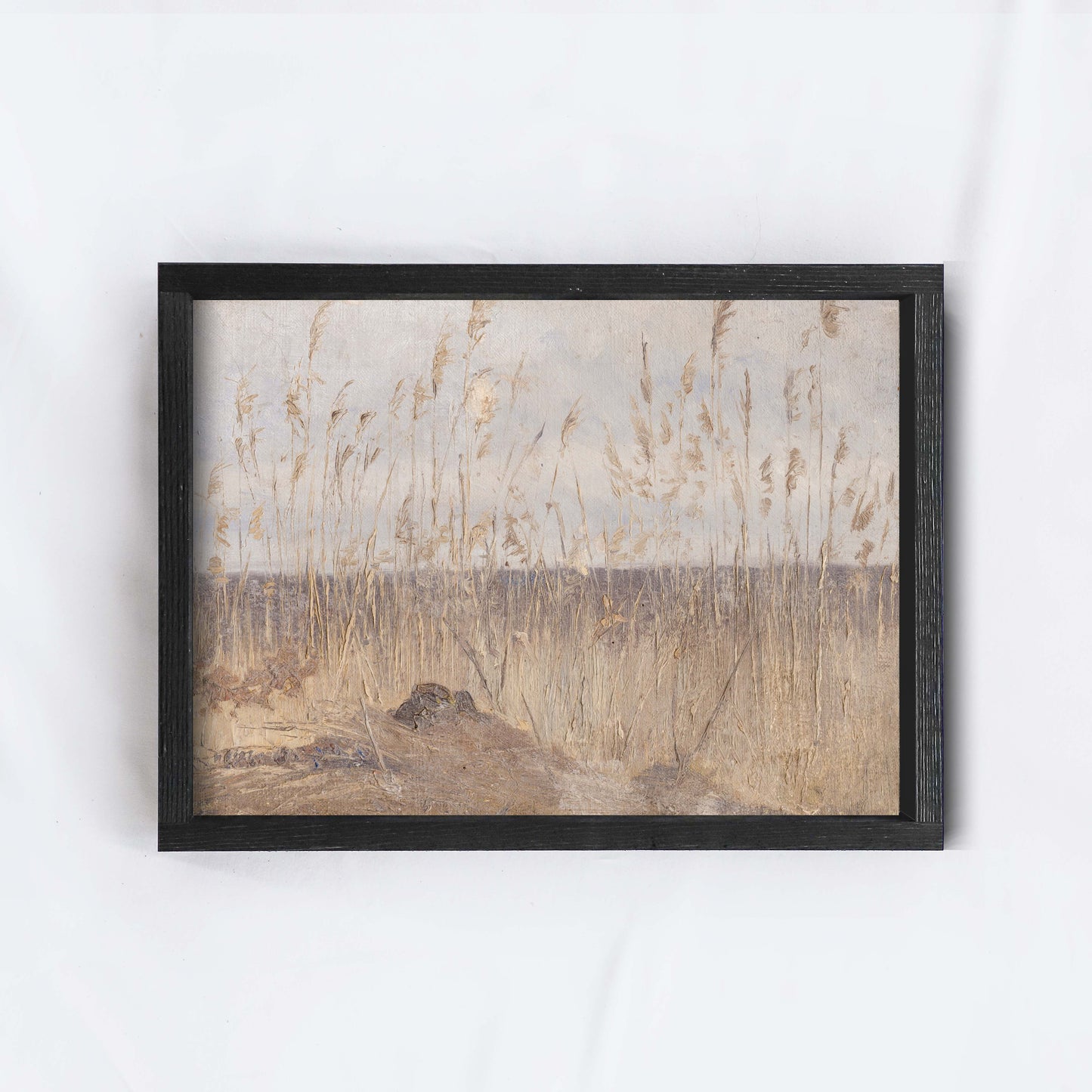 Vintage Grassy Landscape Art Print Framed A292