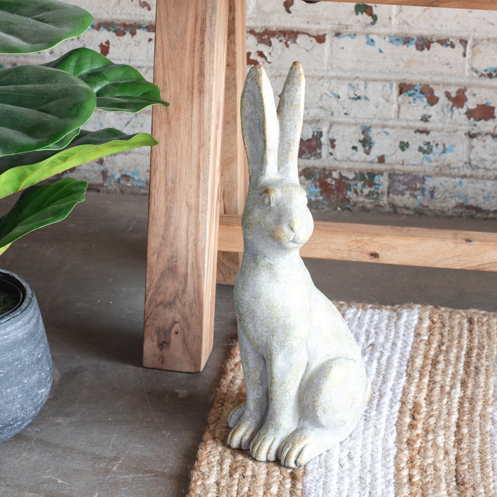 15" WEATHERED CEMENT RABBIT