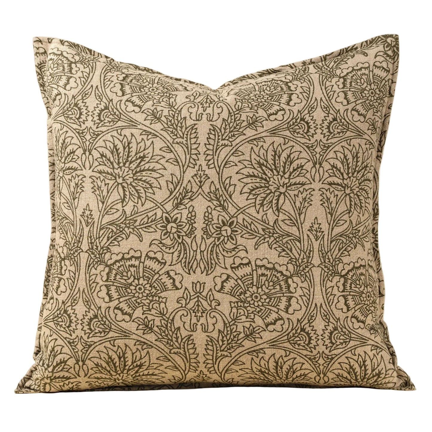 24x24 Floria Linen Pillow, Green