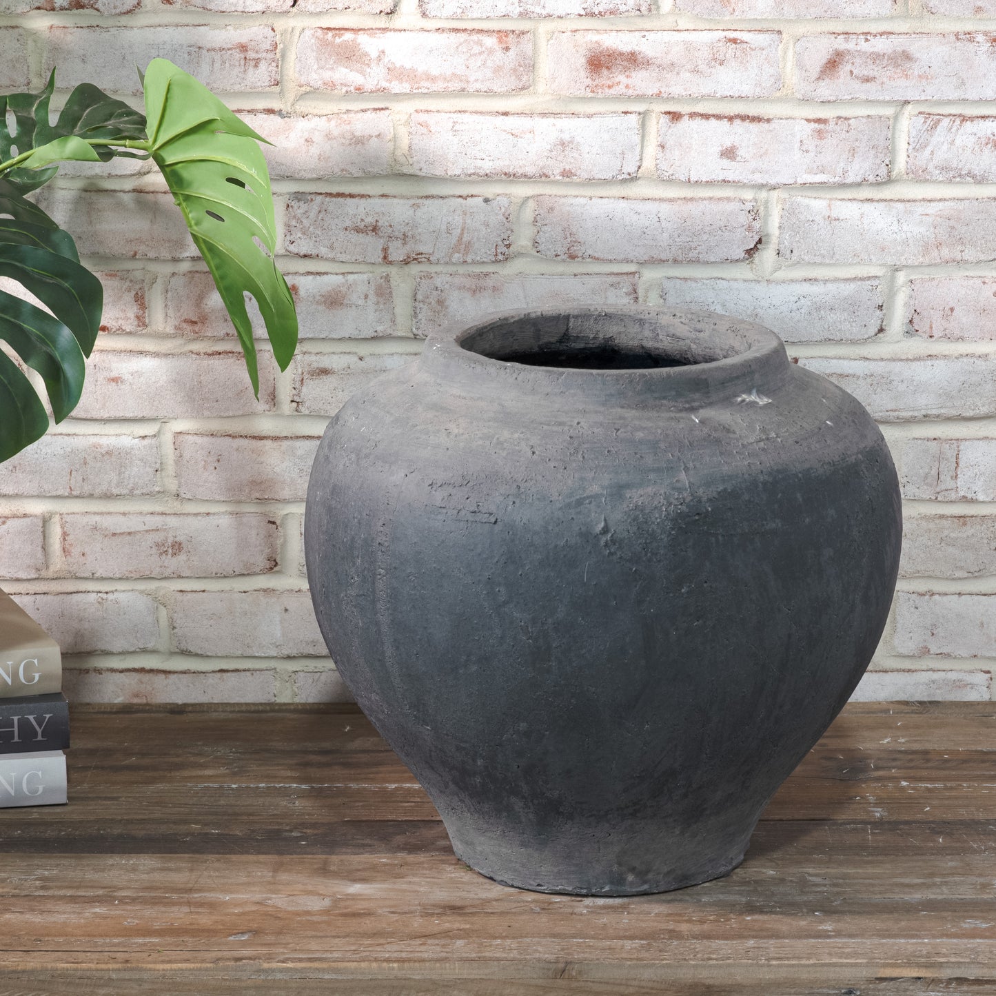 15.9" EXTRA LARGE CHARCOAL ROUND VASE