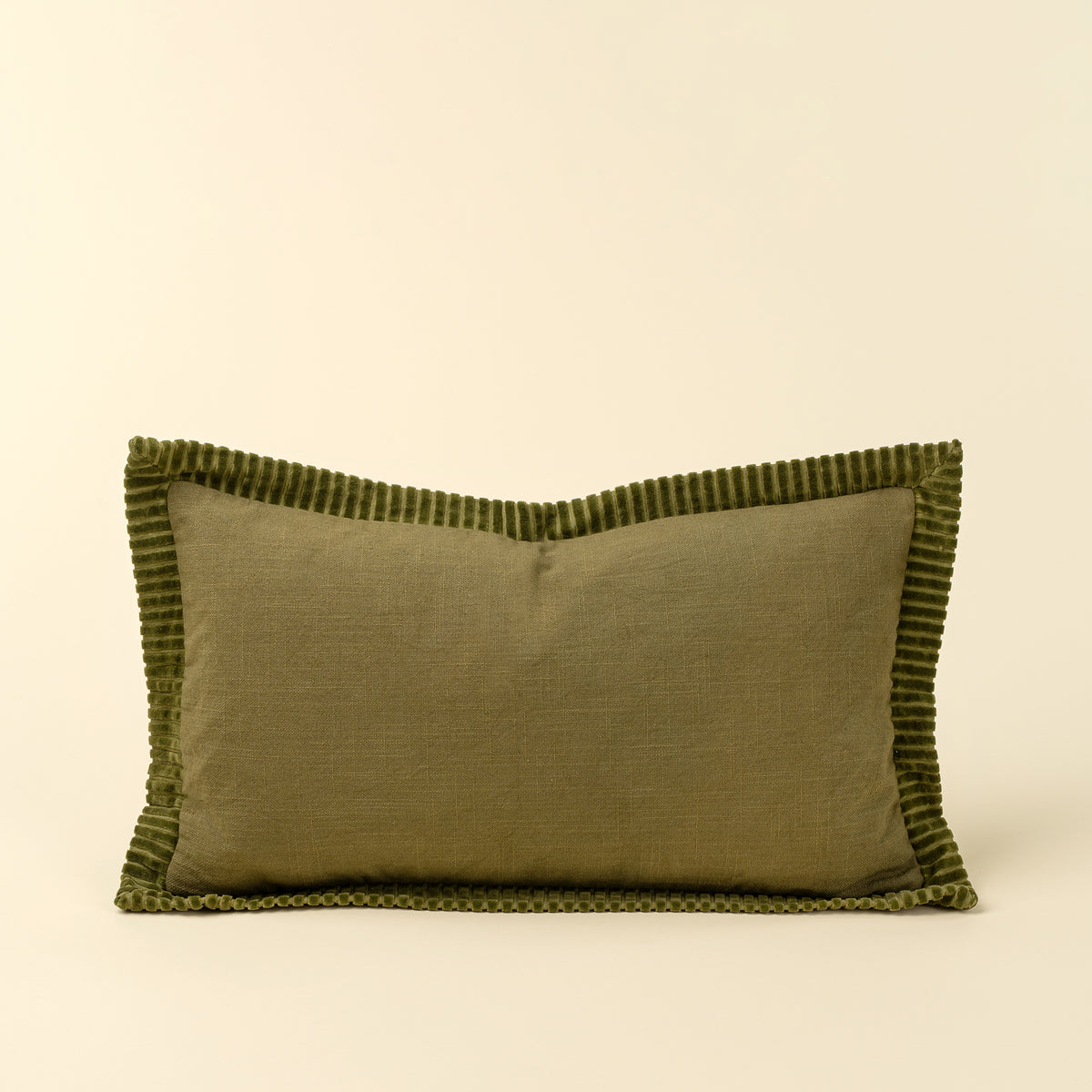 Corded Velvet Edge Pillow, Moss 21 x 12
