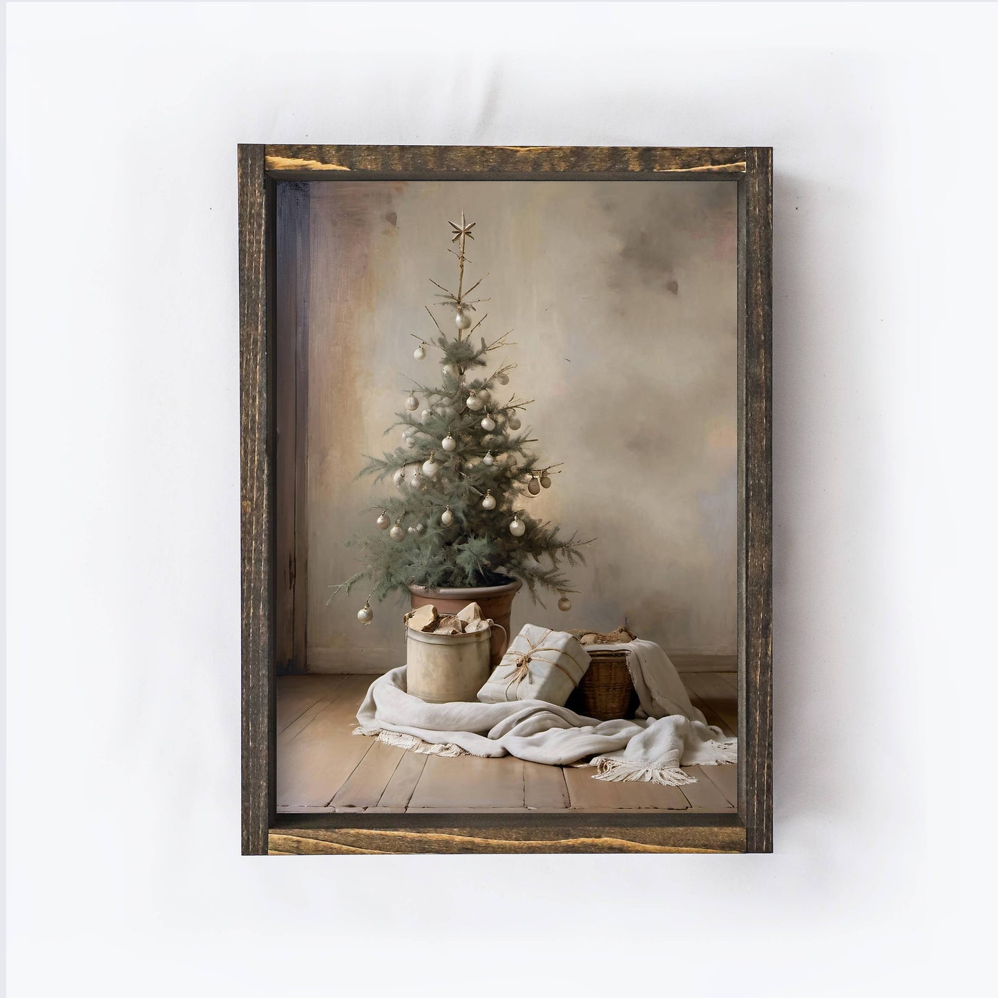 Vintage Christmas Tree Painting | Christmas Wall Art A230