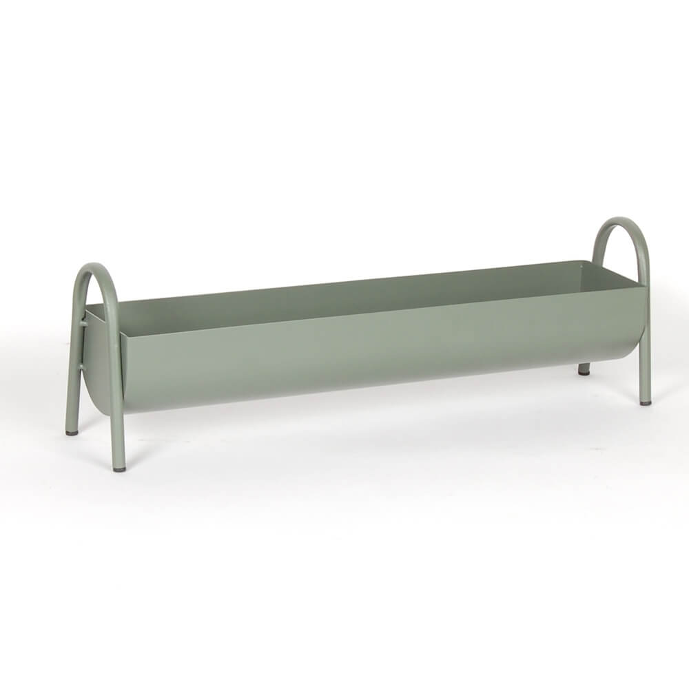 LONG GREEN METAL TROUGH