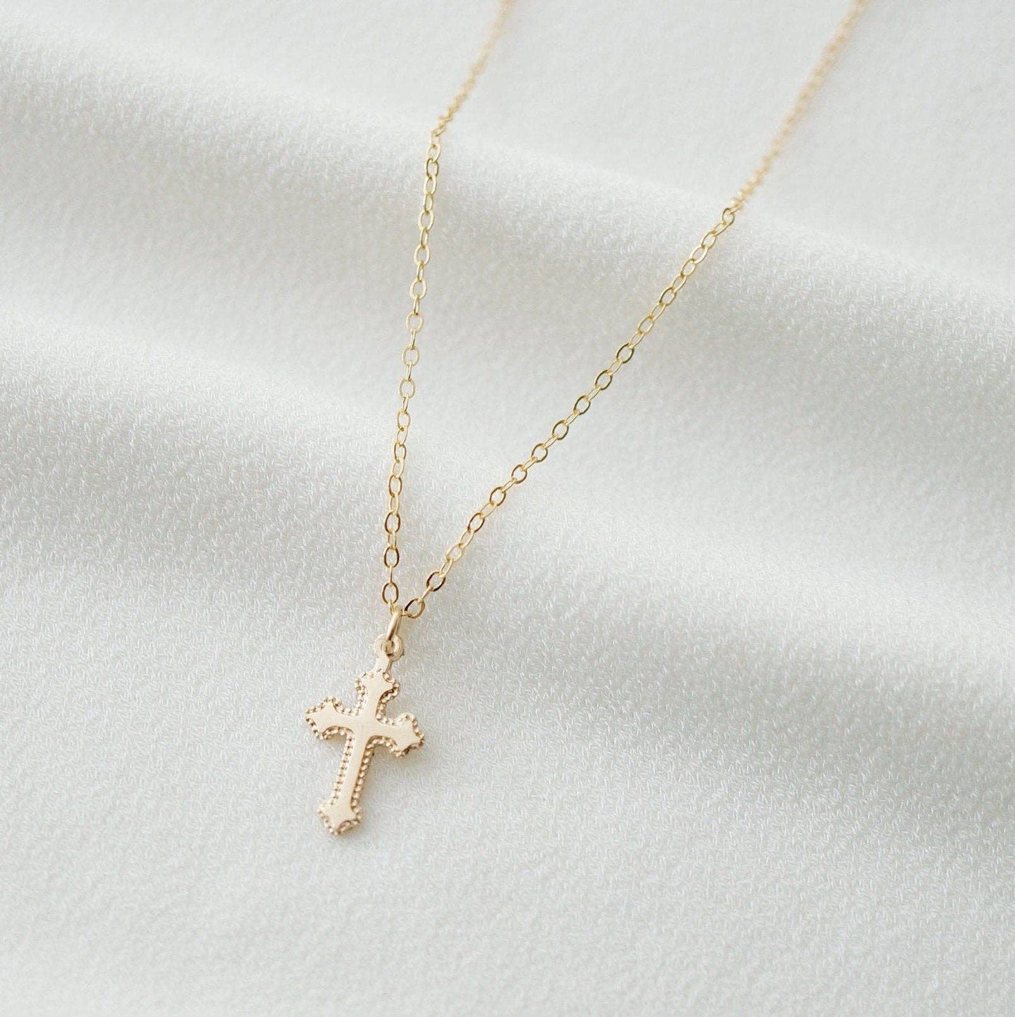 Tiny Cross Necklace in 14K Gold Fill (Jada)