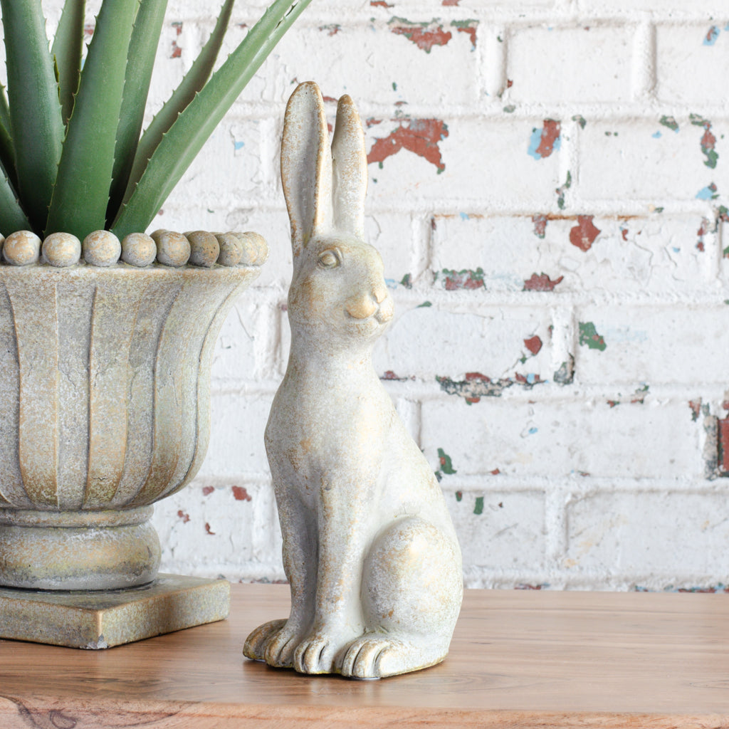 12" WEATHERED CEMENT RABBIT