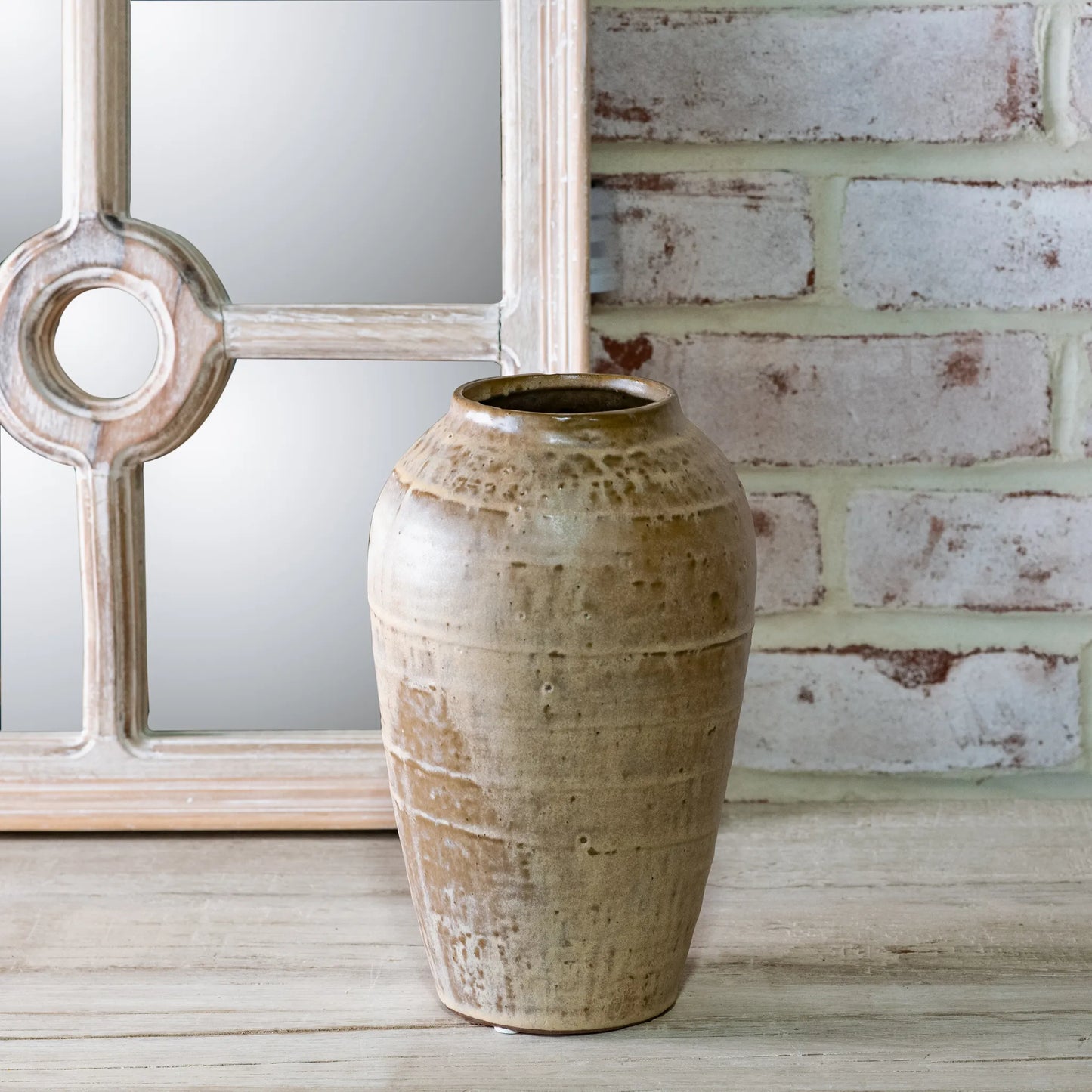 8.8" MILKY BEIGE CERAMIC VASE - Magnolia Lane co. Home + Garden + Gift