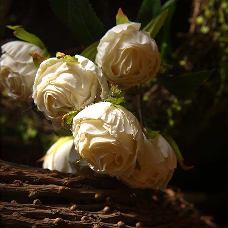 19.6" Artificial faux rose flower;7 heads small rose