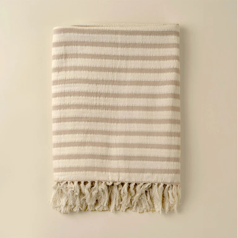 Castaway Cotton Throw, Stone - Magnolia Lane co. Home + Garden + Gift