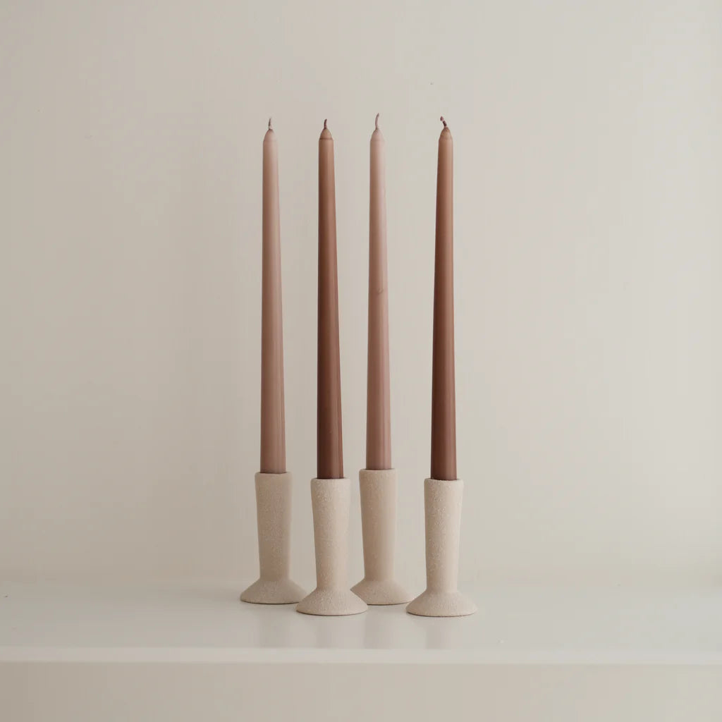 Sandy Beige Ceramic Candle Holder (Pack of 4)