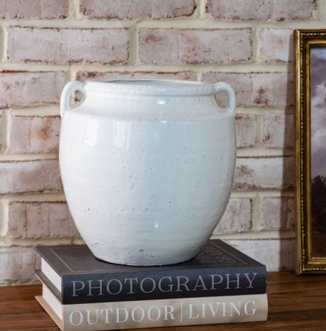 10" WHITE DOUBLE EAR VASE