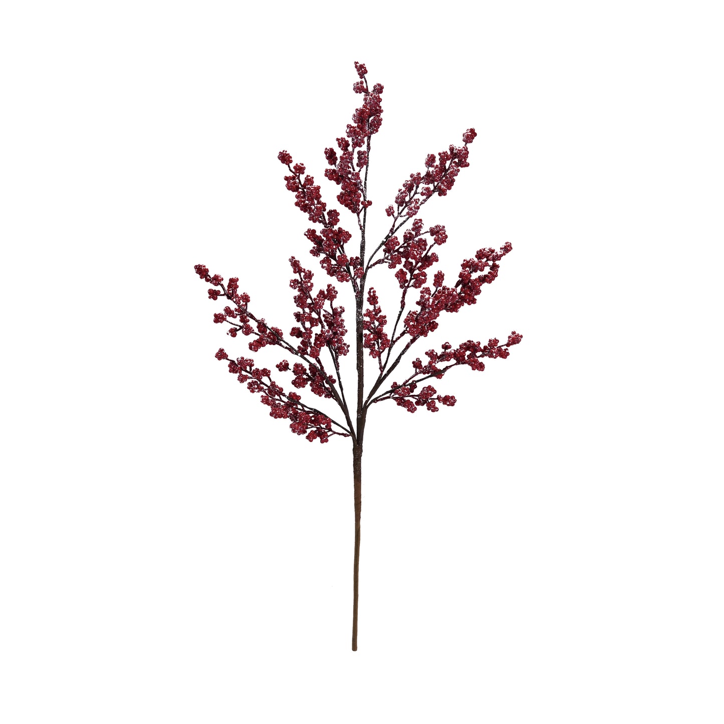 28" Faux Berry Stem w/ Glitter; Ice Finish; Red
