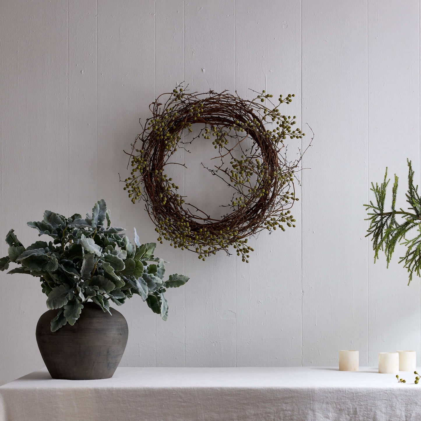 EcoFaux Green Ilex Berry Wreath
