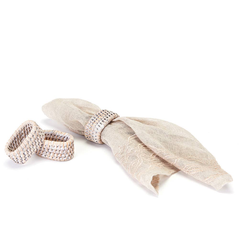 Burma Rattan Napkin Ring White| Set of 4