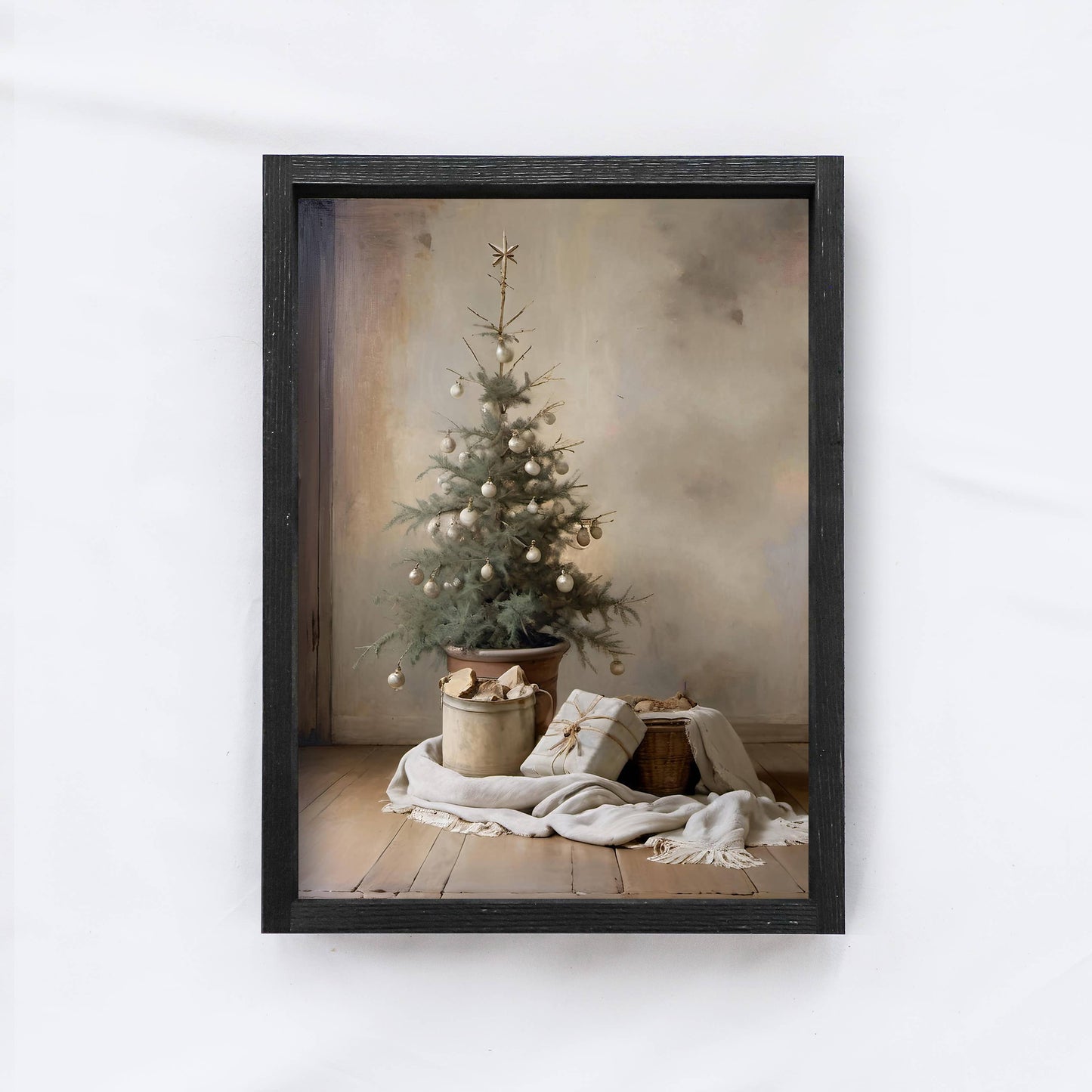 Vintage Christmas Tree Painting | Christmas Wall Art A230