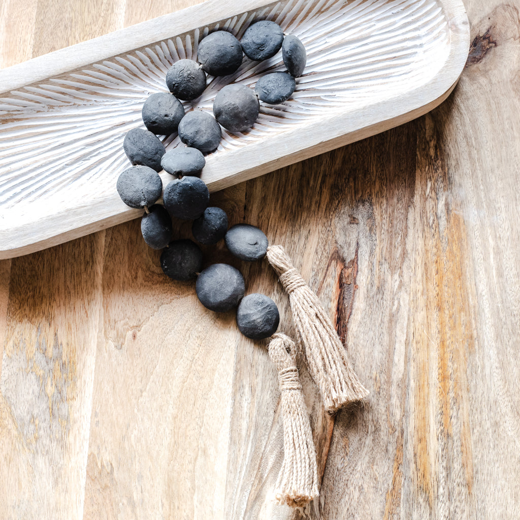 35.43" BLK. TERRA COTTA BEADS