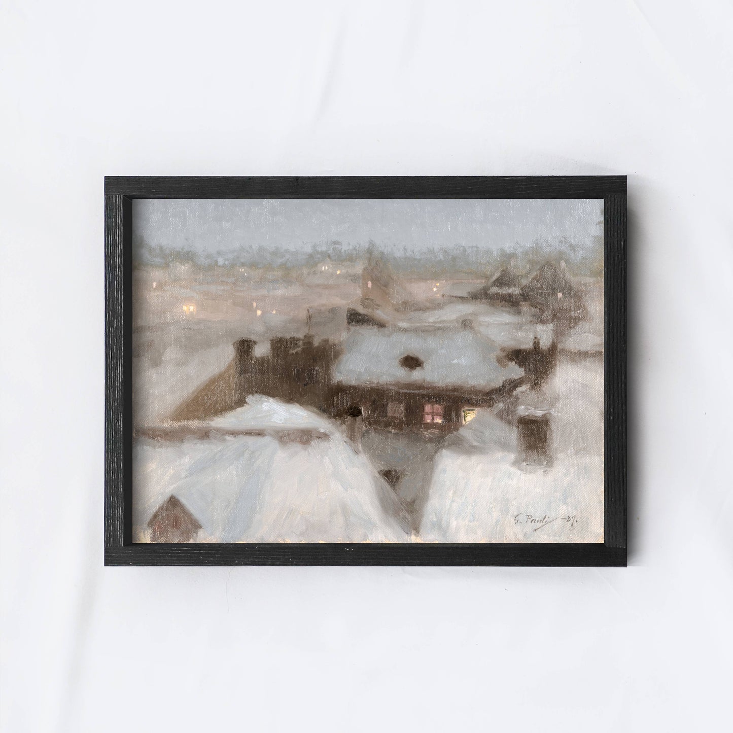 Christmas Print Framed | Winter Village Painting A210