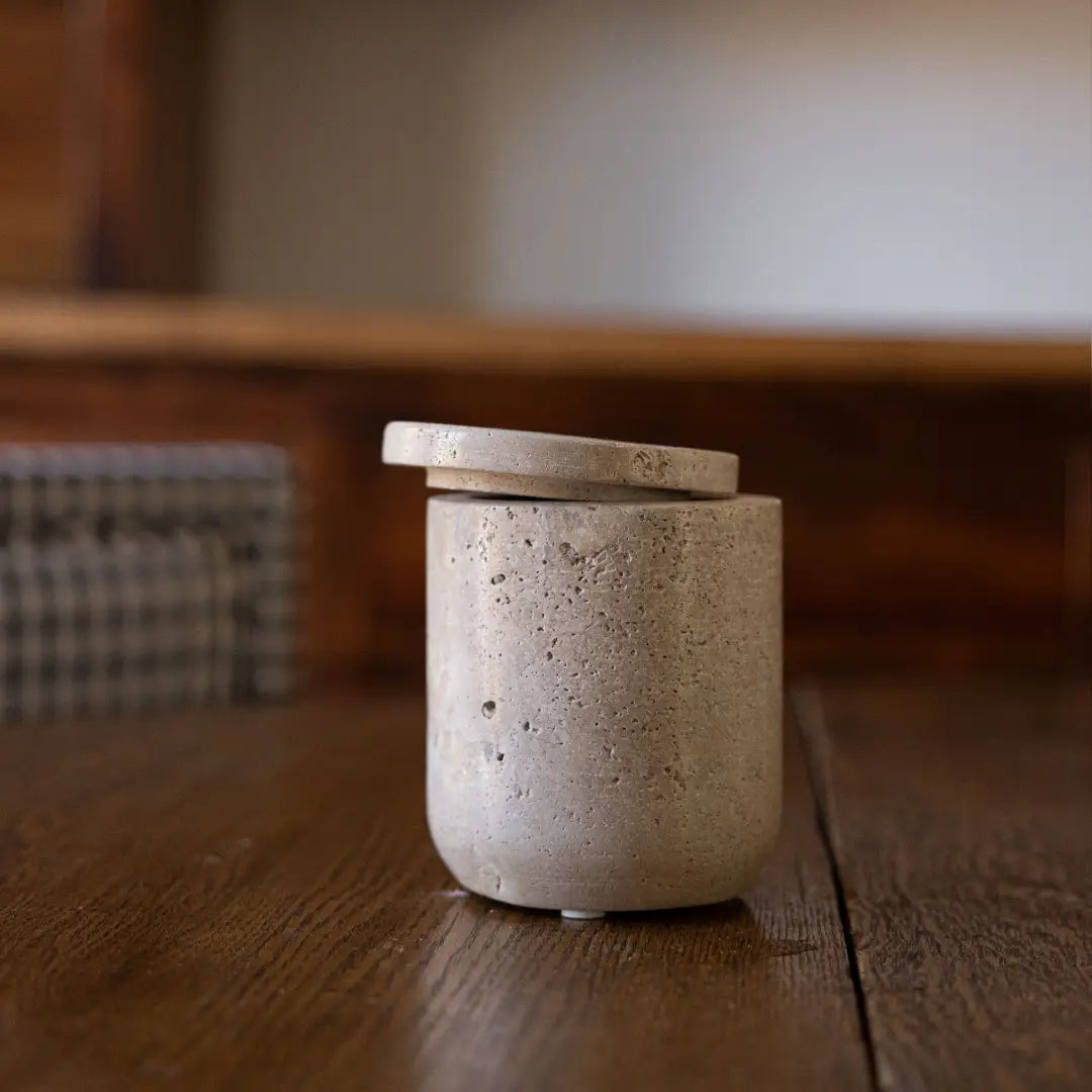 Travertine Lidded Canister