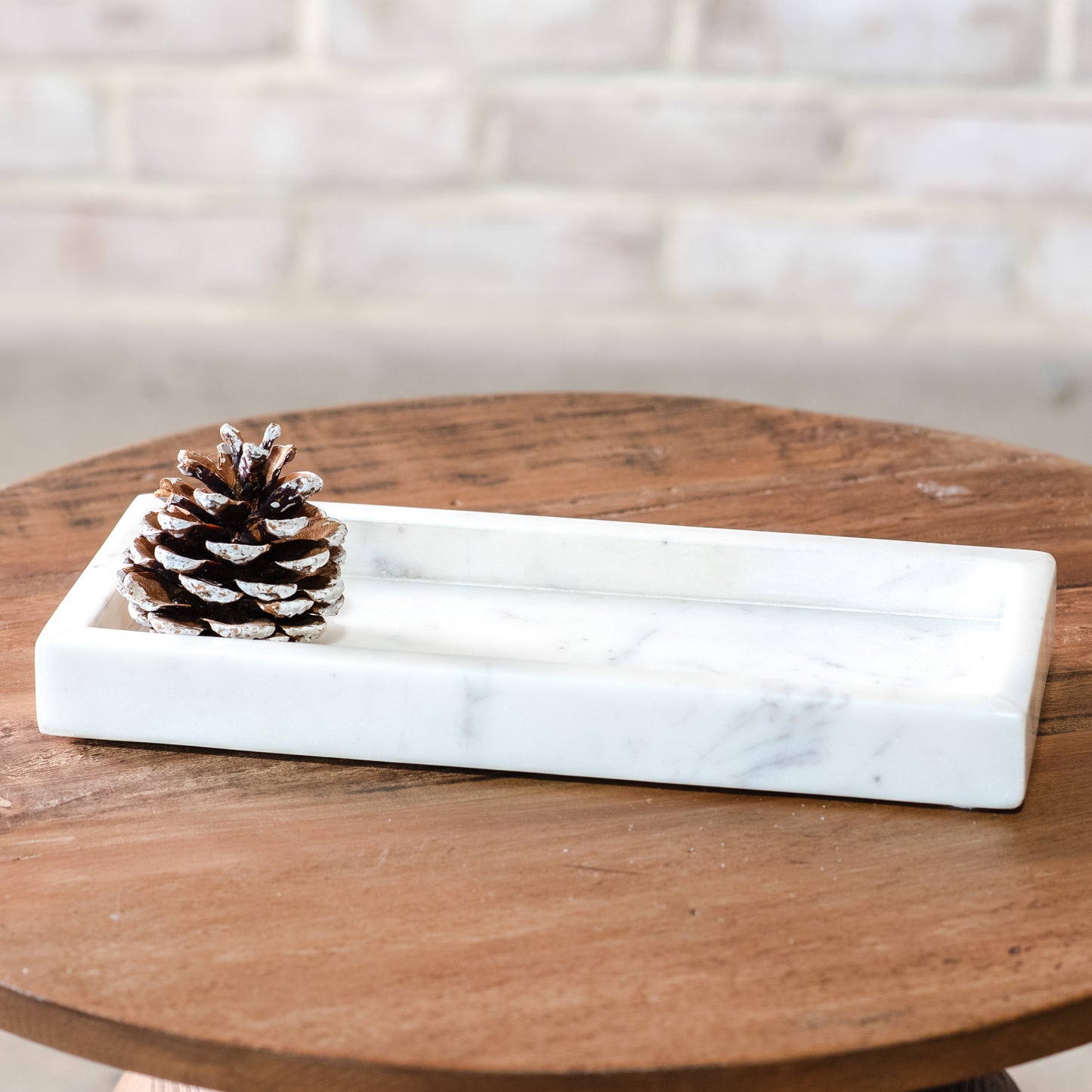 10" WHITE RECT MARBLE TRAY