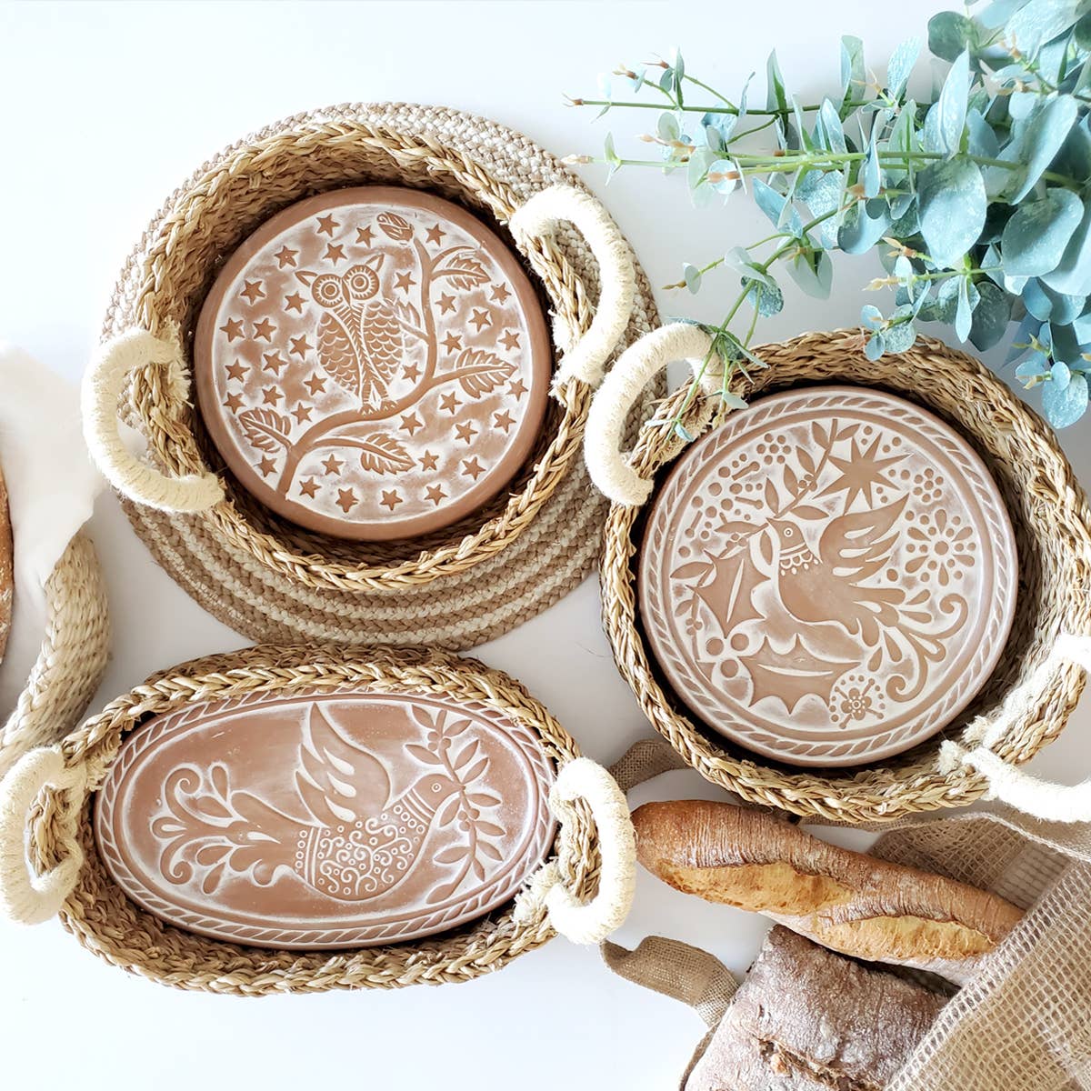Handmade Bread Warmer & Wicker Basket - Owl Round