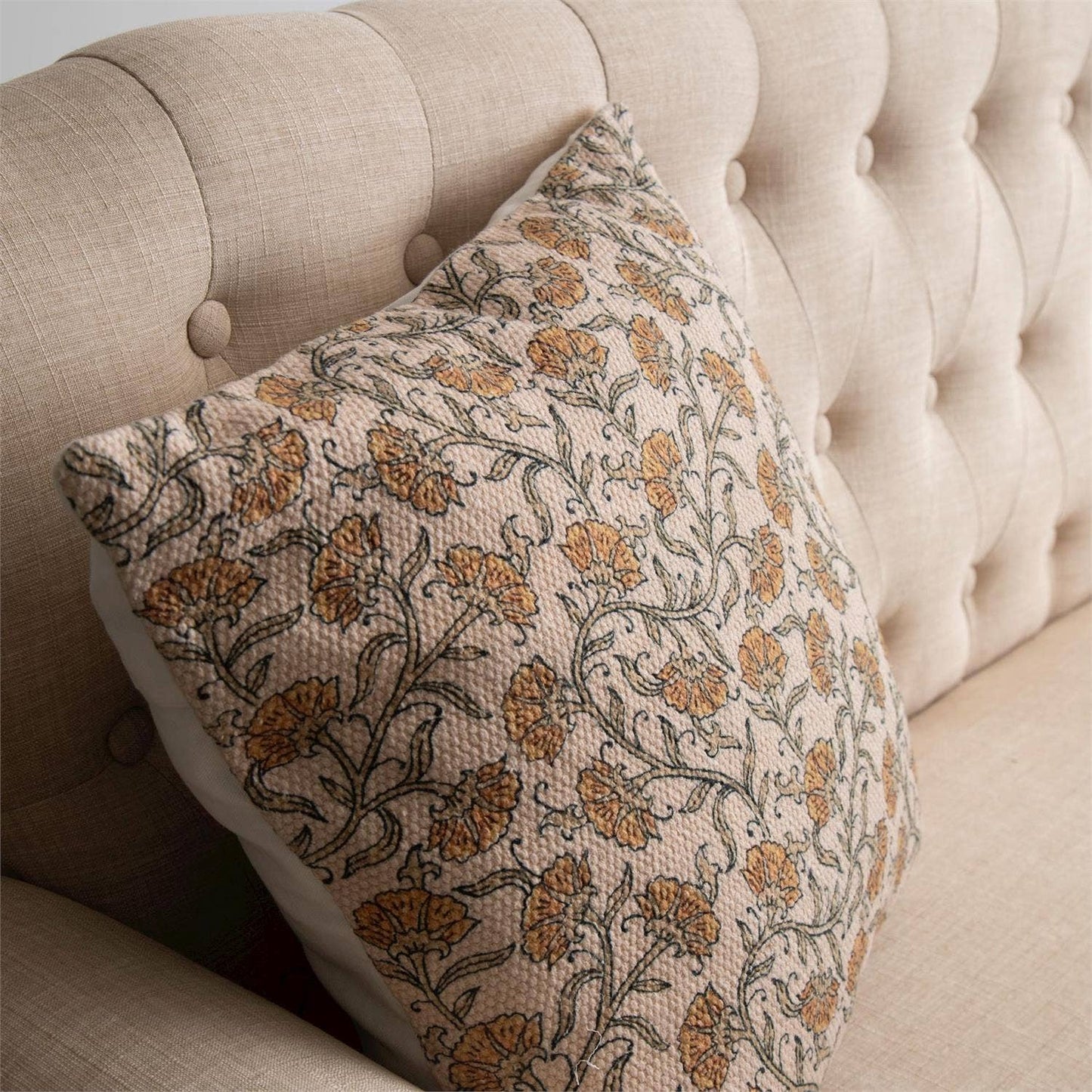 Pillow - Knubby Slub Block Print, Dandelion