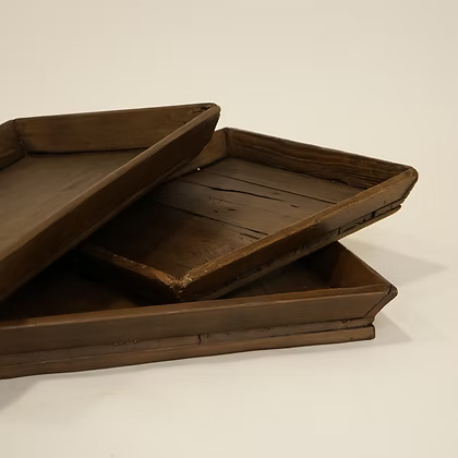 Atticus Vintage Wood Tray - Aged Brown