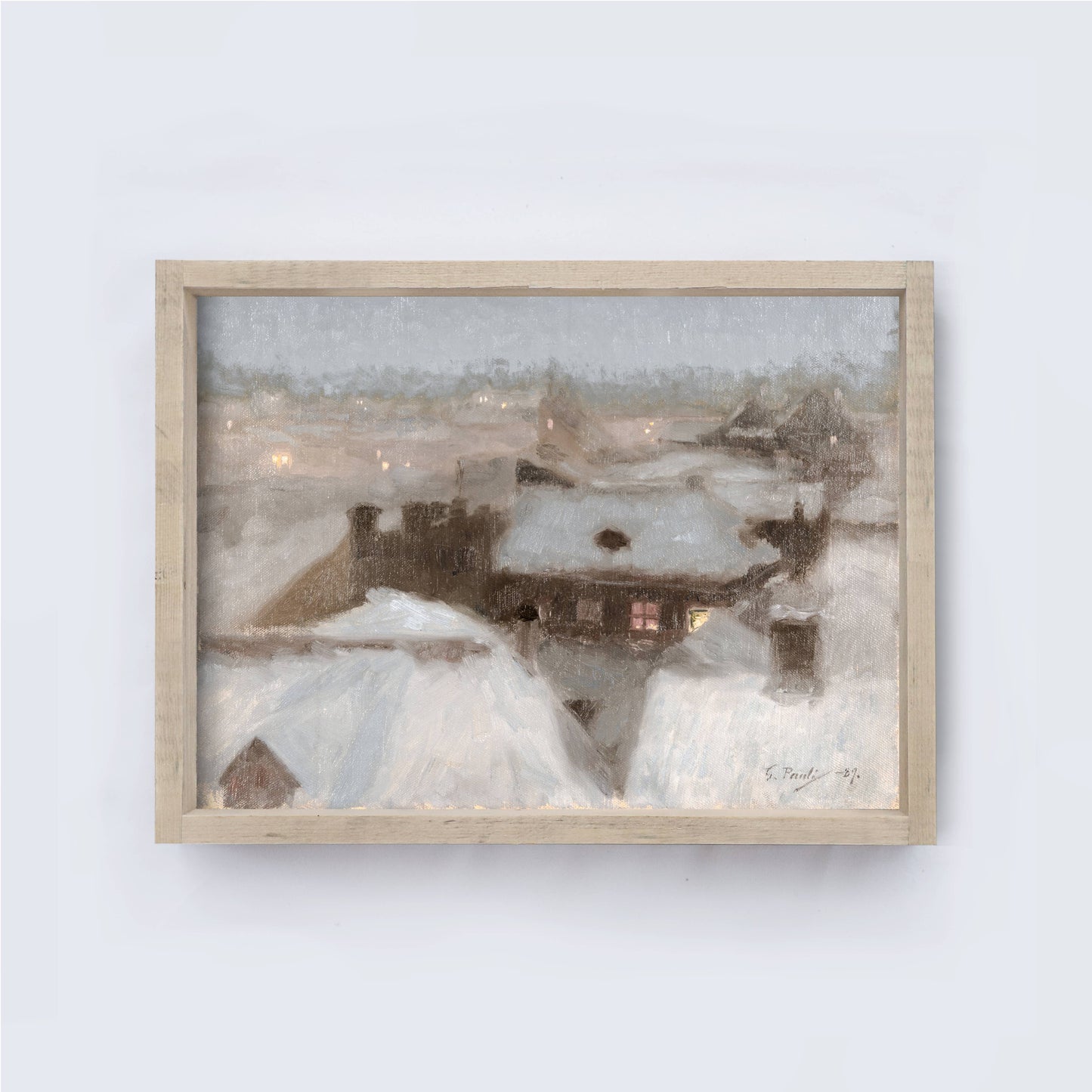 Christmas Print Framed | Winter Village Painting A210