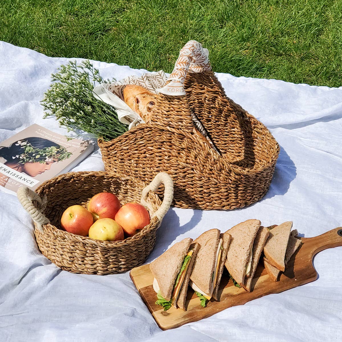 Handwoven Wicker Market Basket l Savar Picnic Basket
