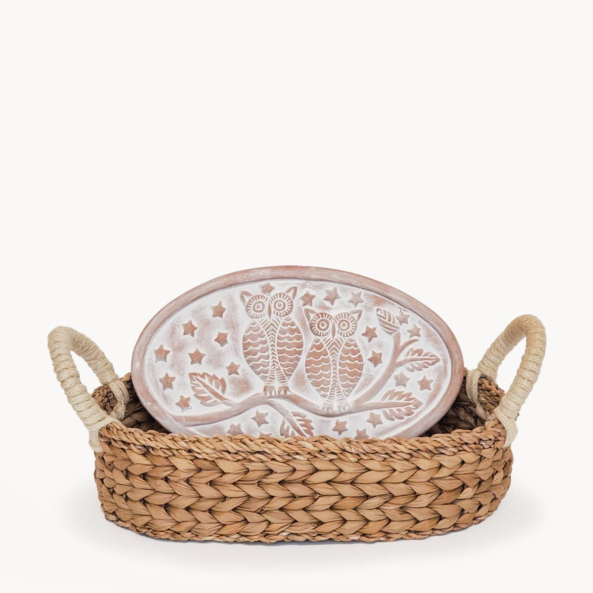 Handmade Bread Warmer & Wicker Basket - Owl Oval