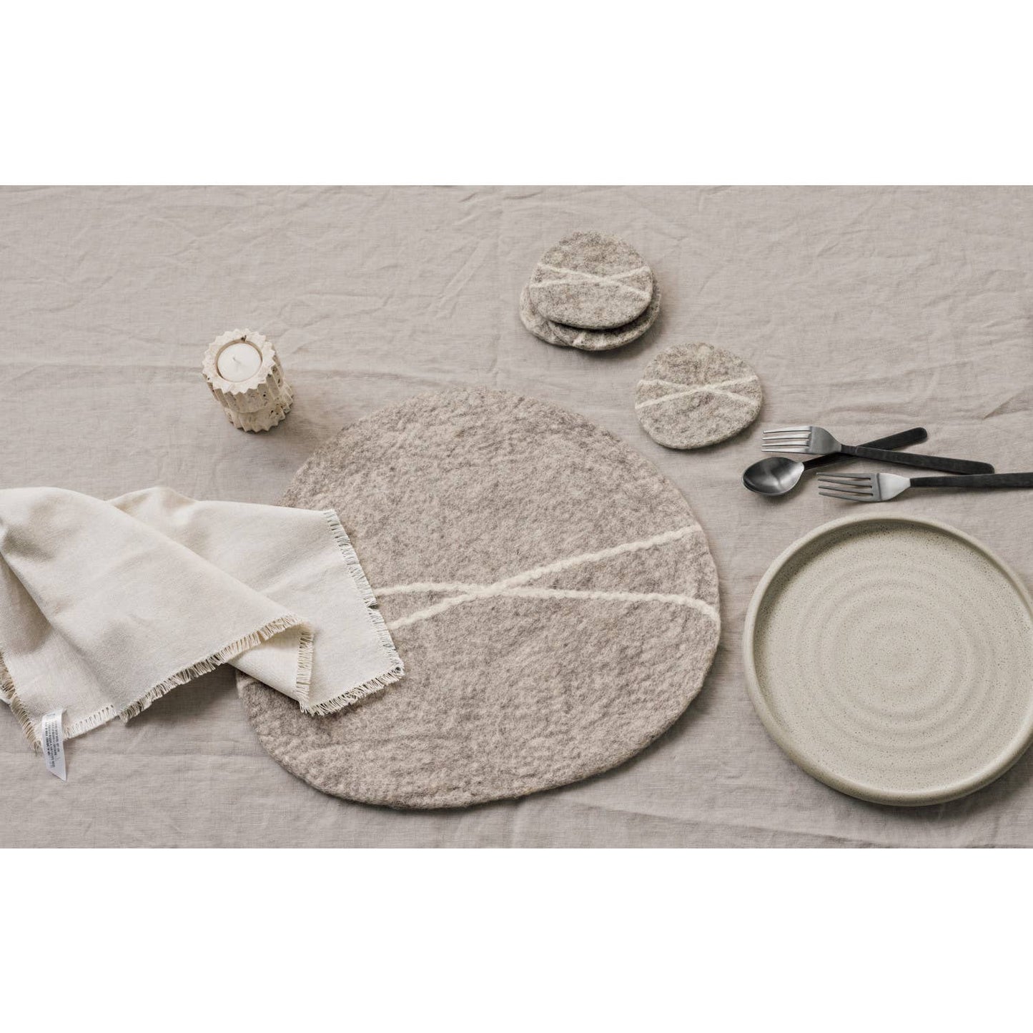 Heirloom Striato Felt Wool Placemat - Flint