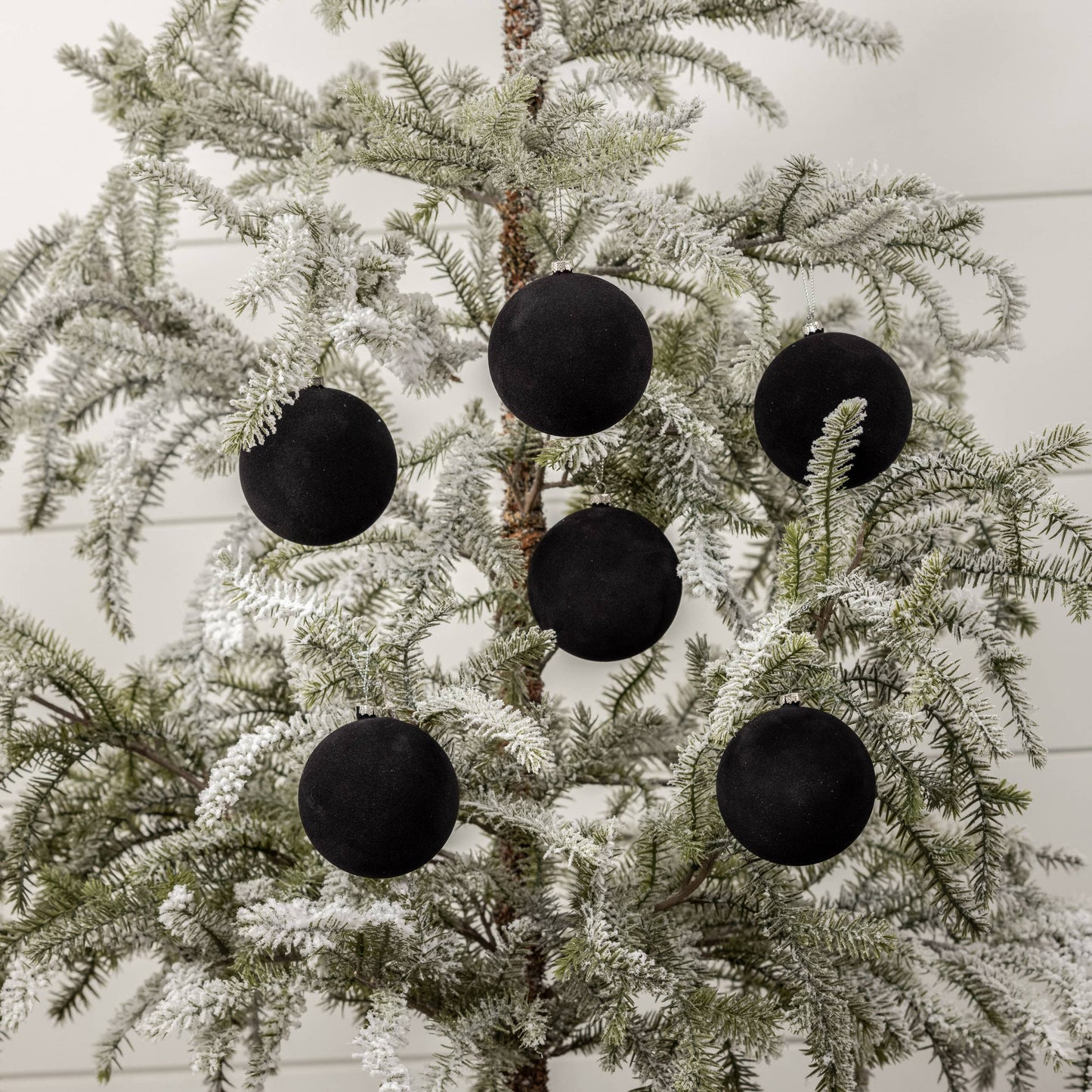 SET/ 6 - 3.25" BLACK FLOCKED BALLS