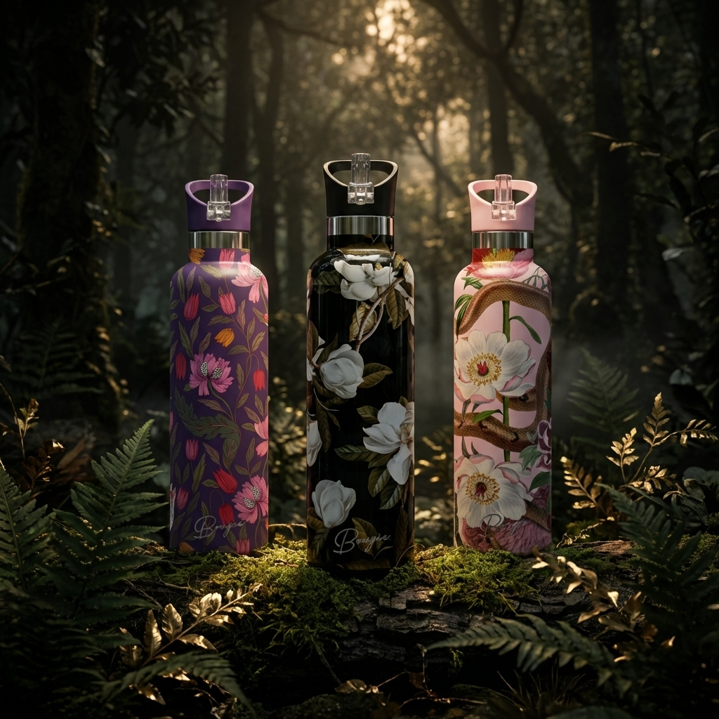 Taboo | Serpent & Flower Tattoo Insulated Water Bottle 25oz
