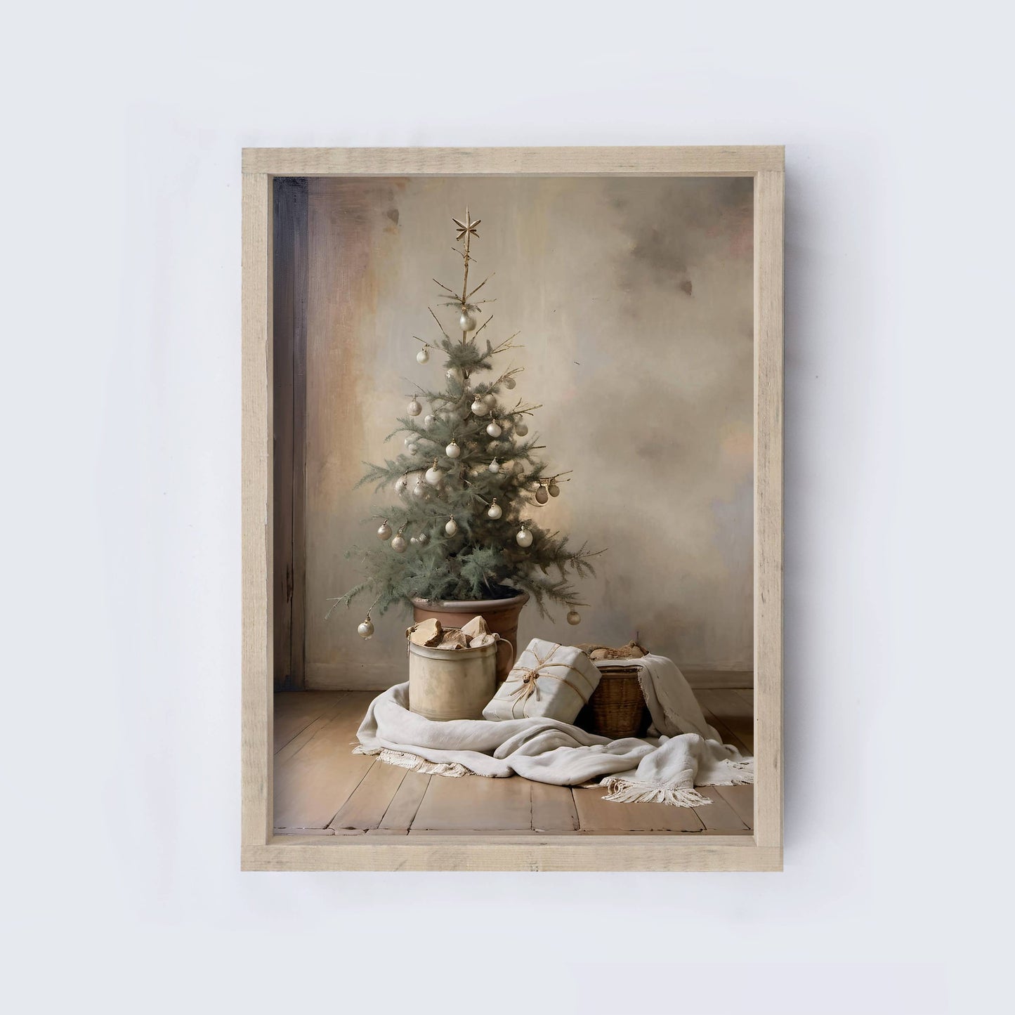 Vintage Christmas Tree Painting | Christmas Wall Art A230