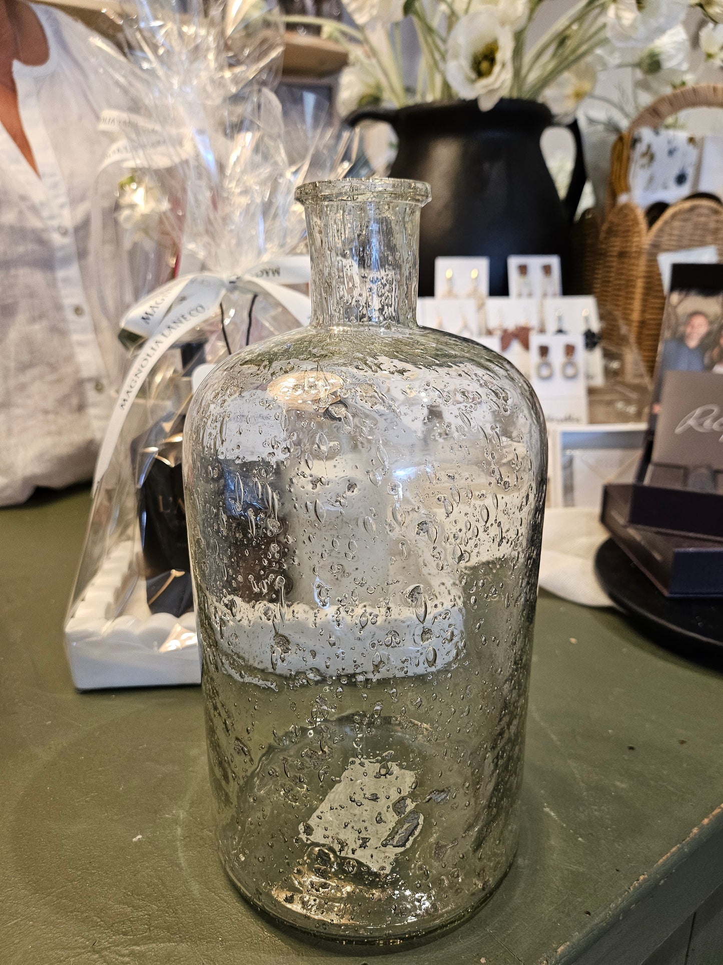 TALL GLASS BOTTLE 10.5"H
