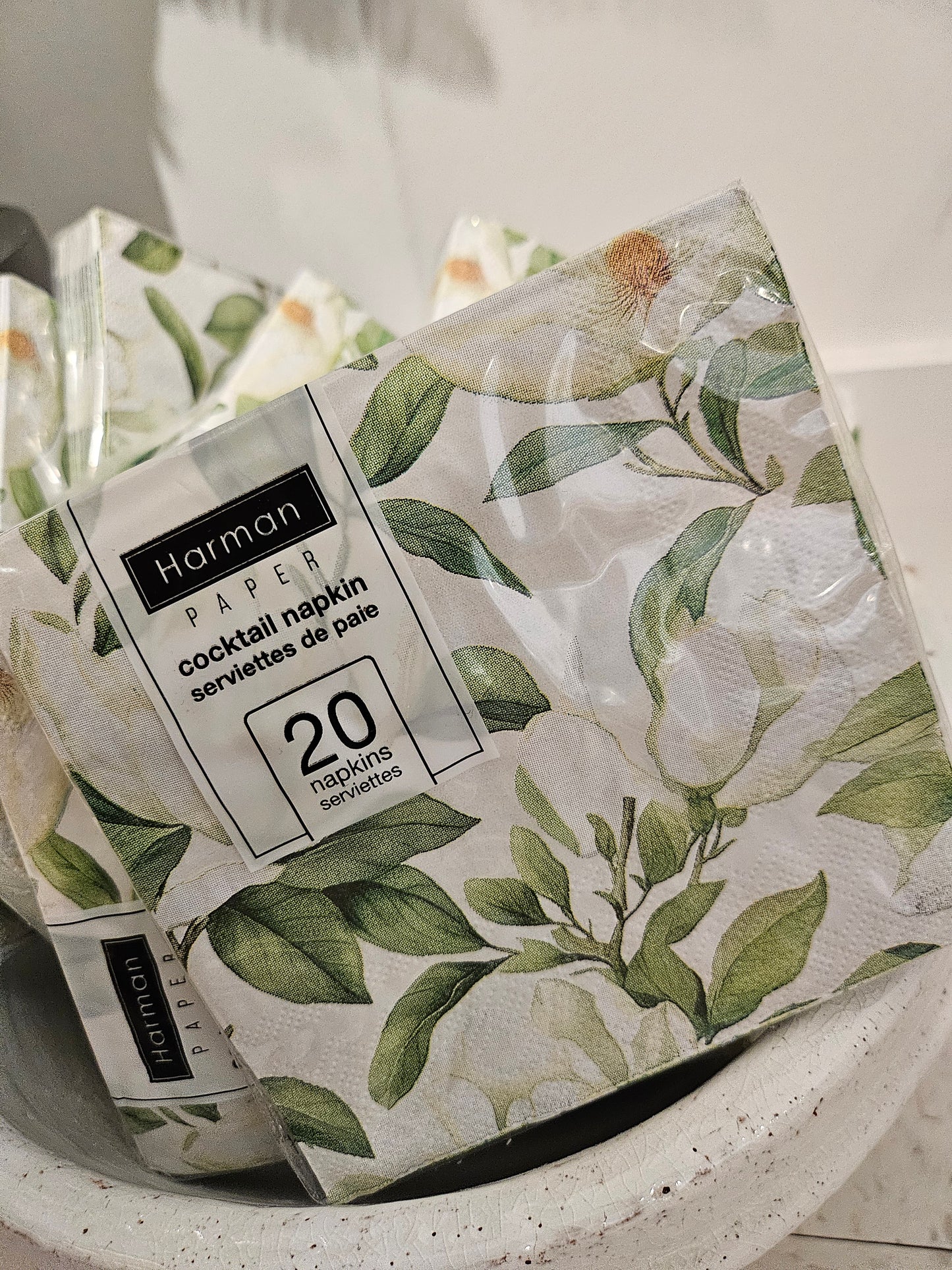 WHITE BLOSSOM Cocktail Napkin 20PK