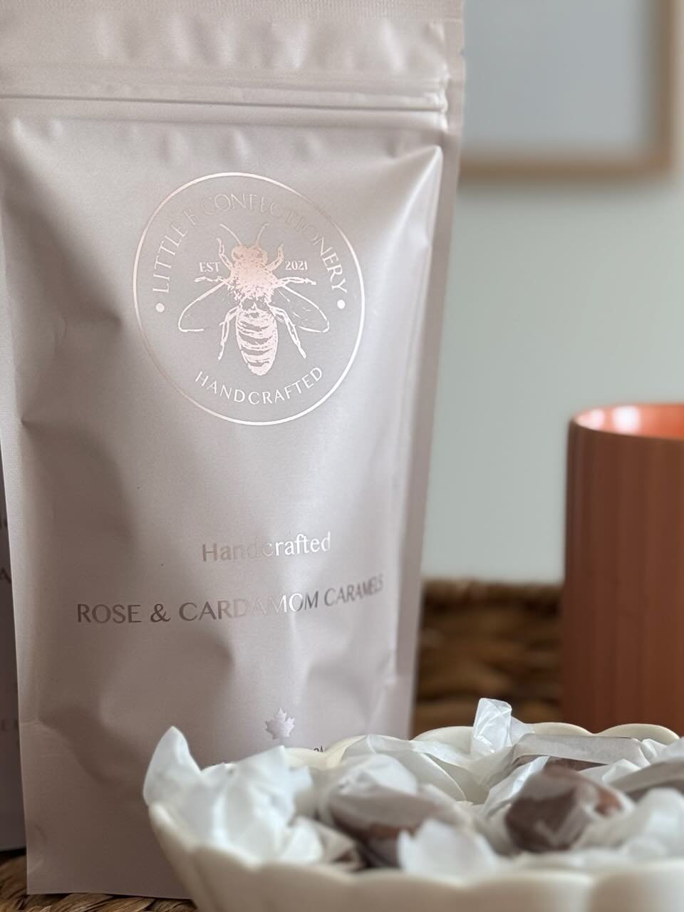 Rose & Cardamom Caramels 120g | Little B Confectionery
