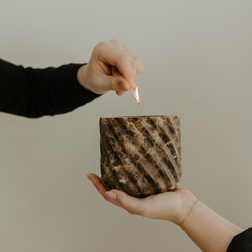 Brown Emperador Marble Roped Vessel