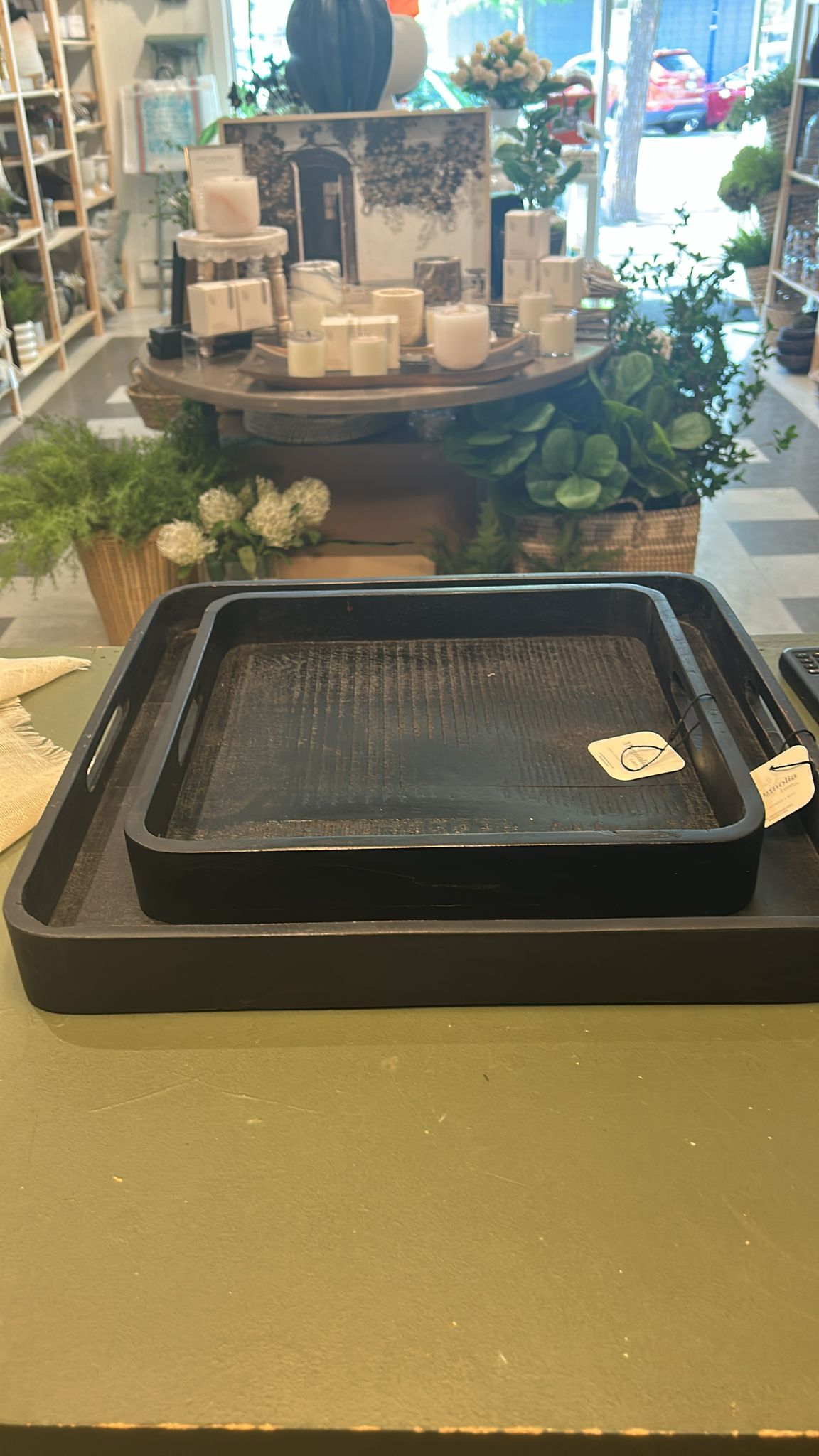 Dark Wood Square, Round Edge Trays | Two Sizes