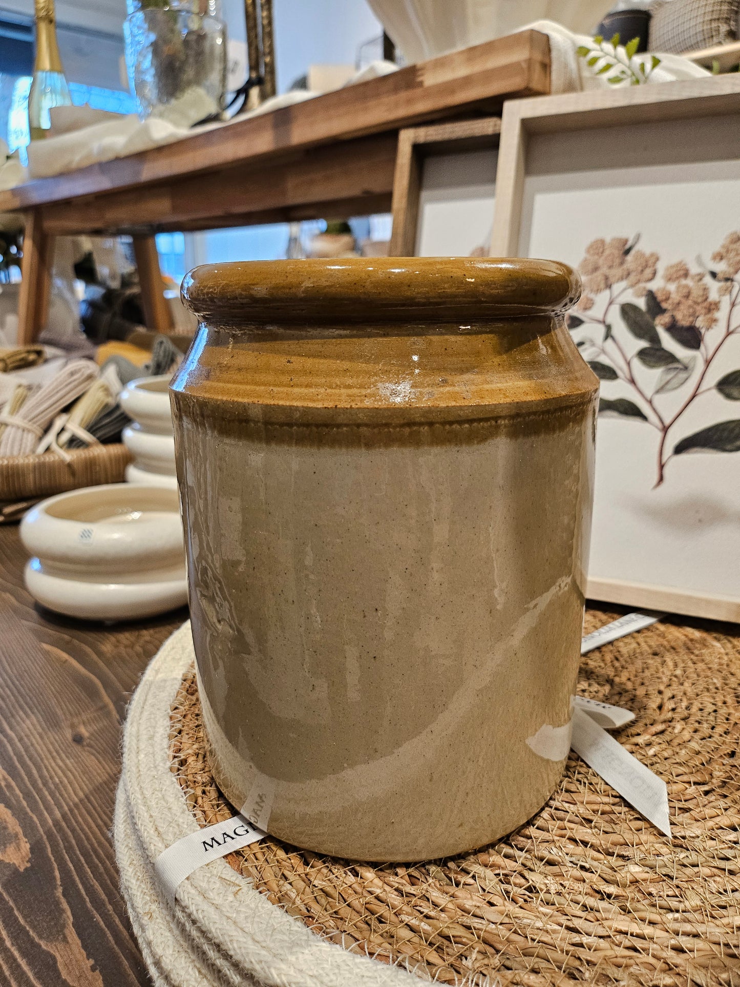 Medium Two toned stoneware crock