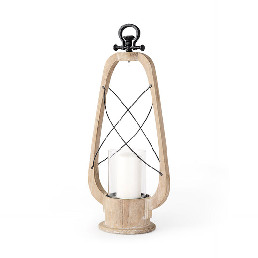 Zain II Large Brown Wooden Vintage Inspired Candle Holder Lantern - Magnolia Lane co. Home + Garden + Gift