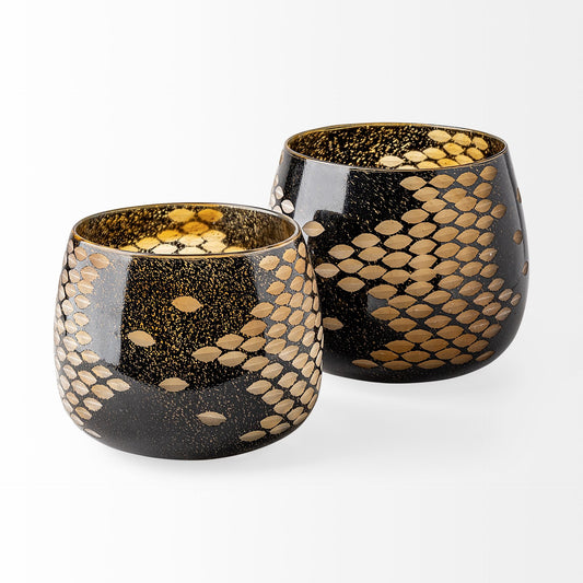Mojave Black and Gold Detail Glass Vase | 2 Sizes